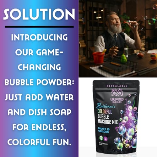 Colorful Bubble Machine Mix Pouch. Makes 10 Gallons