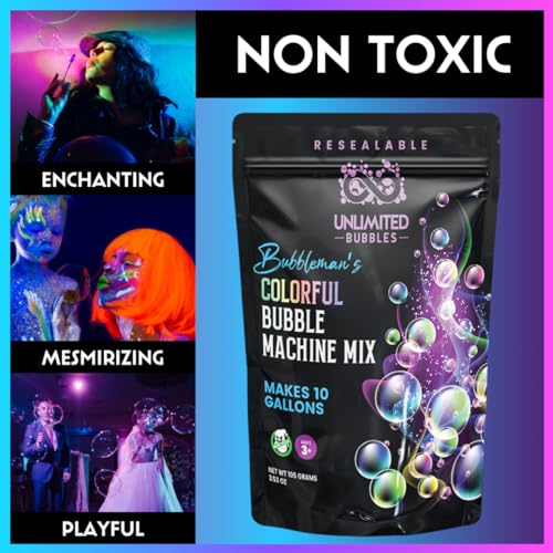 Colorful Bubble Machine Mix Pouch. Makes 10 Gallons